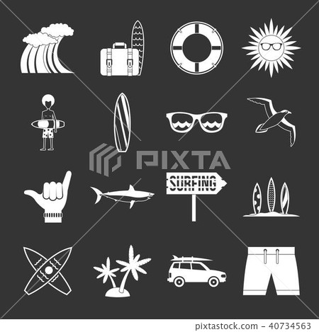 Surfing icons set grey vector - Stock Illustration [40734563] - PIXTA