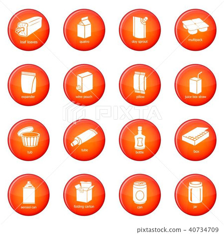 Package types icons set red vector - Stock Illustration [40734709] - PIXTA