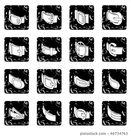 Belt buckle icons set grunge vector 40734763