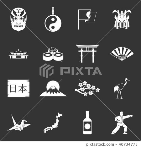 Japan icons set grey vector 40734773