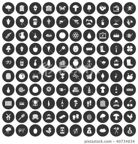 100 farming icons set black circle 100 farming icons set black circle 40734834