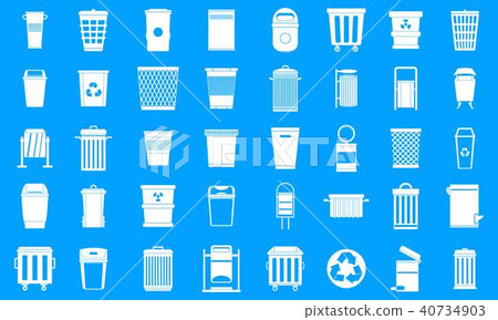 Garbage can icon blue set vector 40734903
