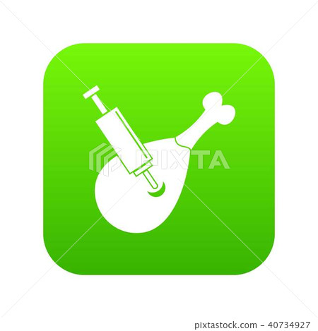 Syringe being injected to a piece of meat icon digital green 40734927