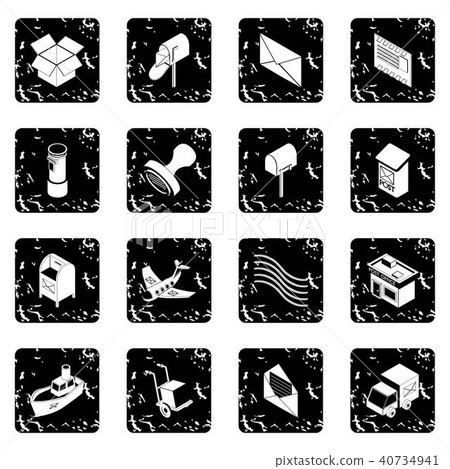 Poste service icons set grunge vector 40734941