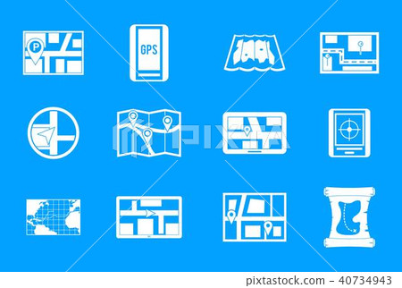 Gps map icon blue set vector 40734943