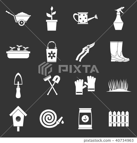 Gardening icons set grey vector Gardening icons set grey vector 40734963