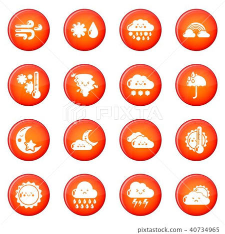 Weater icons set red vector 40734965