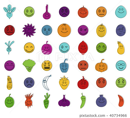 Emoji icon set, color outline style 40734966