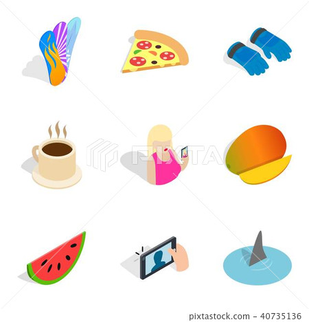 Wonderful time icons set, isometric style 40735136