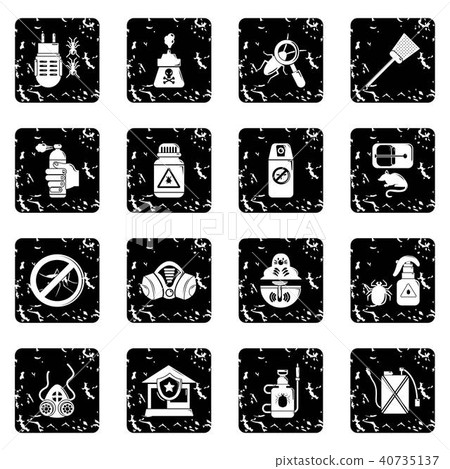 Pest control tools icons set grunge vector Pest control tools icons set grunge vector 40735137