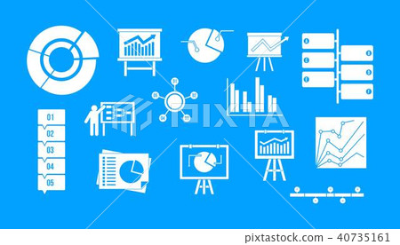 Diagram icon blue set vector 40735161