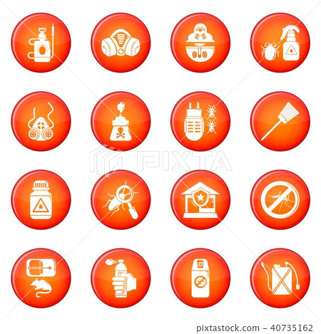 Pest control tools icons set red vector Pest control tools icons set red vector 40735162
