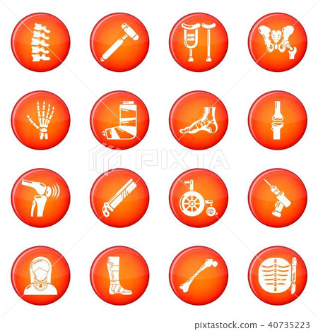 Orthopedist bone tools icons set red vector 40735223