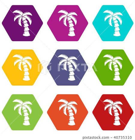 Palm icons set 9 vector Palm icons set 9 vector 40735310