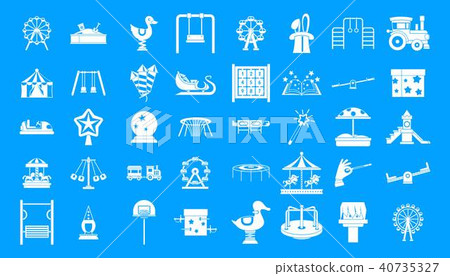 Kid amusement icon blue set vector Kid amusement icon blue set vector 40735327