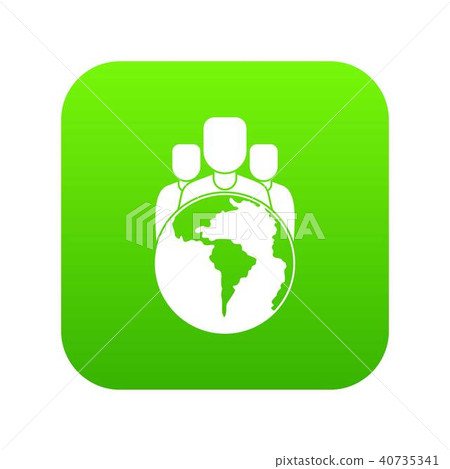 World planet and people icon digital green 40735341