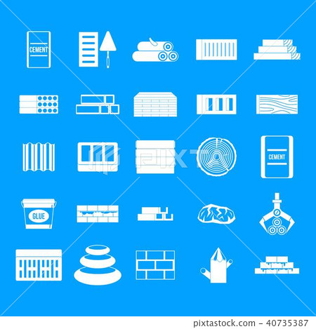 Construction materials icon blue set vector 40735387