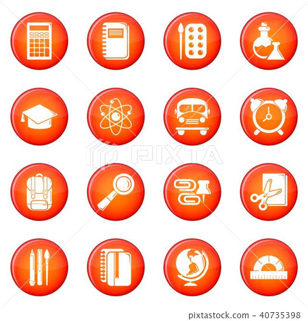School education icons set red vector School education icons set red vector 40735398