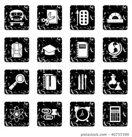 School education icons set grunge vector School education icons set grunge vector 40735399