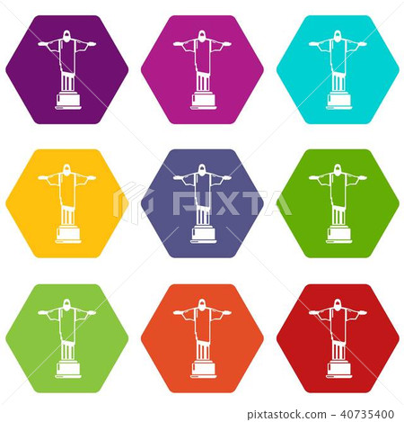 Cristo redentor icons set 9 vector Cristo redentor icons set 9 vector 40735400