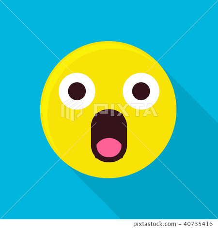Surprised emoticon icon, flat style 40735416