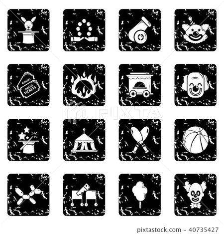 Circus icons set grunge vector Circus icons set grunge vector 40735427