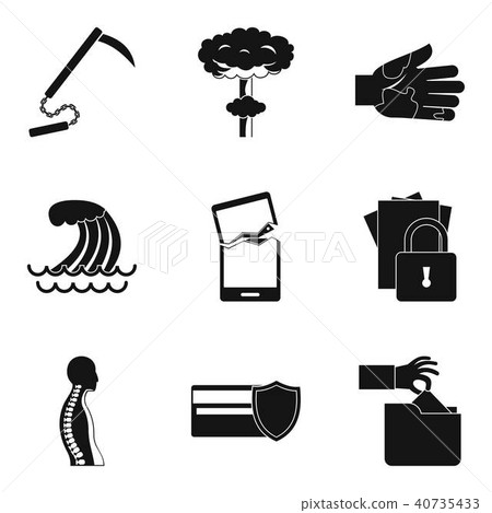 Misdeed icons set, simple style 40735433