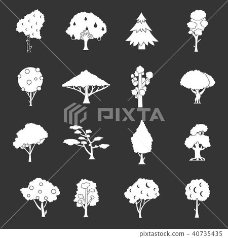 Trees icons set grey vector 40735435