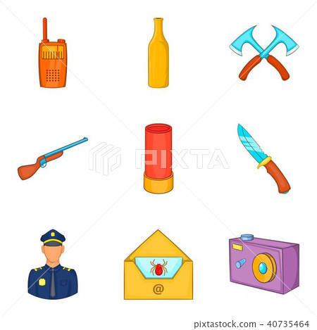 Criminality icons set, cartoon style 40735464