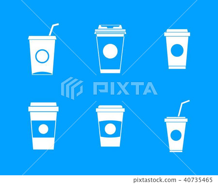 Plastic cup icon blue set vector 40735465