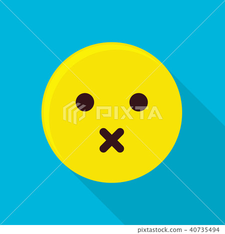 Silent emoticon icon, flat style 40735494