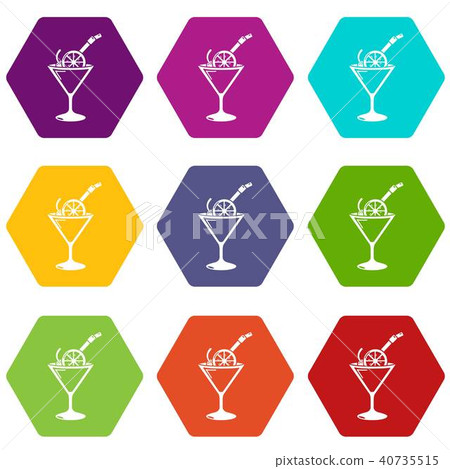 Cocktail icons set 9 vector 40735515