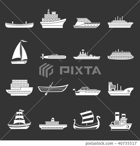 Sea transport icons set grey vector Sea transport icons set grey vector 40735517