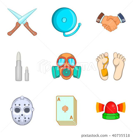 Unlawful act icons set, cartoon style 40735518
