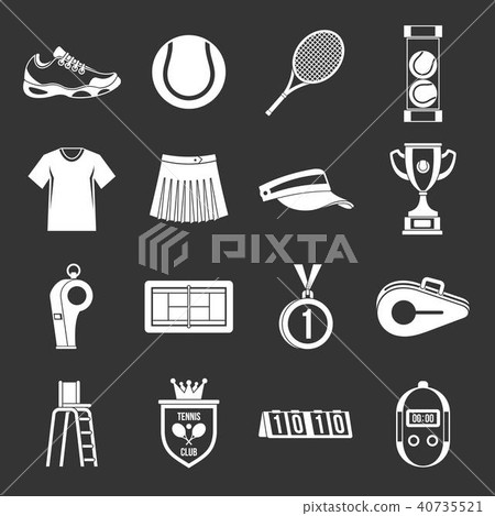 Tennis icons set grey vector Tennis icons set grey vector 40735521