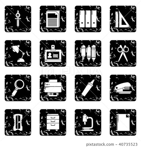 Stationery icons set grunge vector Stationery icons set grunge vector 40735523