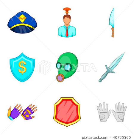 Criminal negligence icons set, cartoon style 40735560