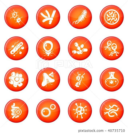 Virus bacteria icons set red vector - Stock Illustration [40735710] - PIXTA