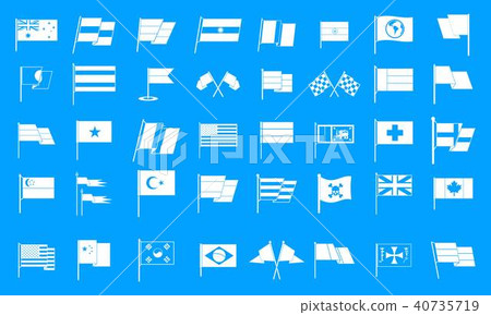 Flag icon blue set vector 40735719