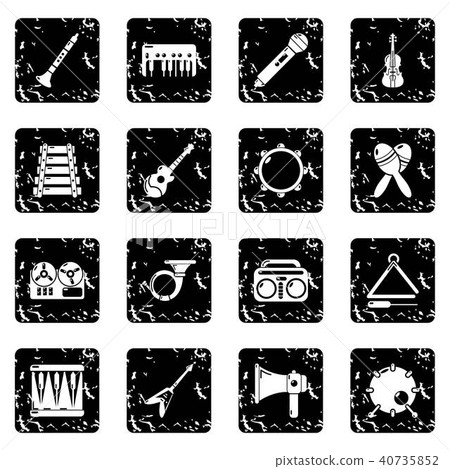 Musical instruments icons set grunge vector 40735852