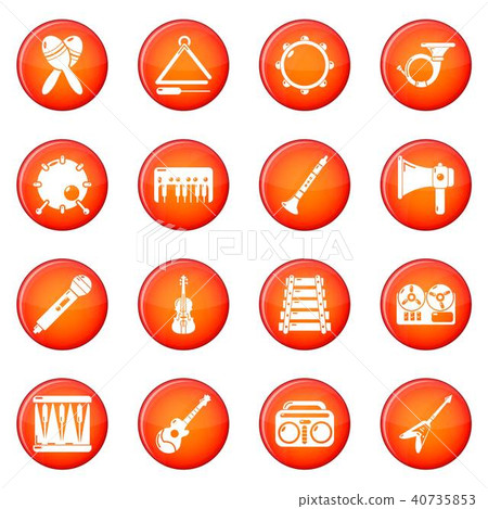 Musical instruments icons set red vector Musical instruments icons set red vector 40735853
