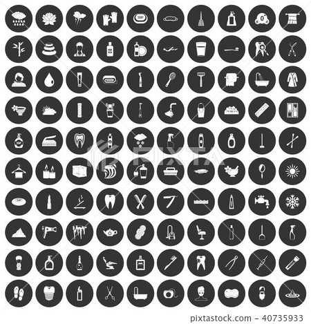 100 hygiene icons set black circle 40735933