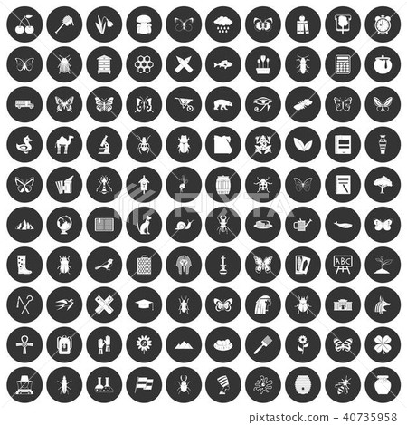 100 insects icons set black circle 40735958