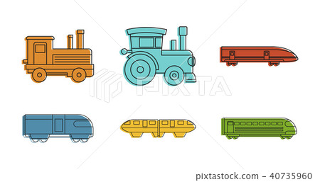Train icon set, color outline style Train icon set, color outline style 40735960