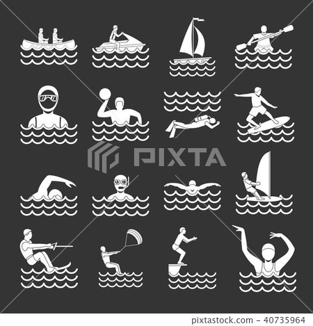 Water sport icons set grey vector - Stock Illustration [40735964] - PIXTA