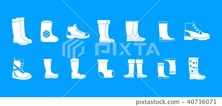 Boots icon blue set vector Boots icon blue set vector 40736071