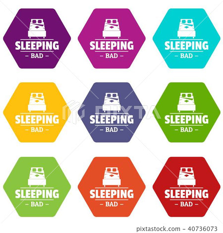 Sleeping bad icons set 9 vector Sleeping bad icons set 9 vector 40736073
