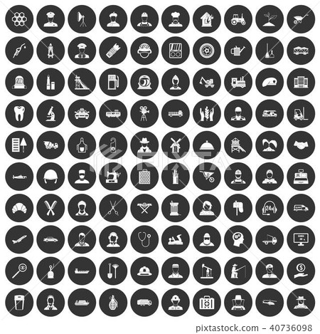 100 job icons set black circle 100 job icons set black circle 40736098