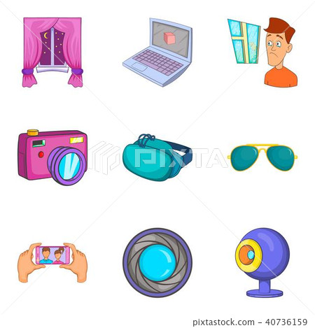 Visual icons set, cartoon style Visual icons set, cartoon style 40736159
