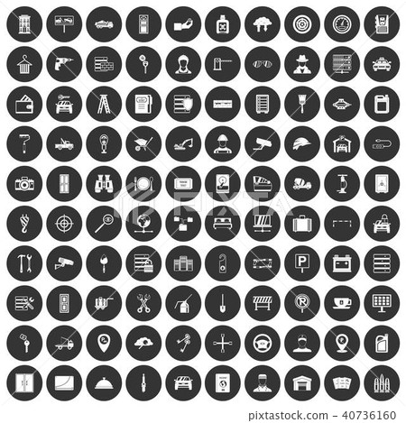 100 keys icons set black circle 100 keys icons set black circle 40736160